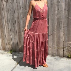 Dolan Nellie Embroidered dusty pink Maxi Dress - S